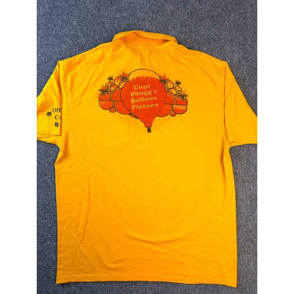 Vintage Jerzees Mens‎ Large Yellow Balloon Quest Polo Shirt USA Made 90s Graphic